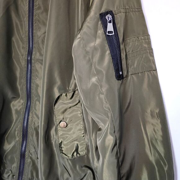 Zeagoo Lightweigh Satiny Bomber Jacket Olive Green Windbreaker Women's XL - Picture 3 of 8